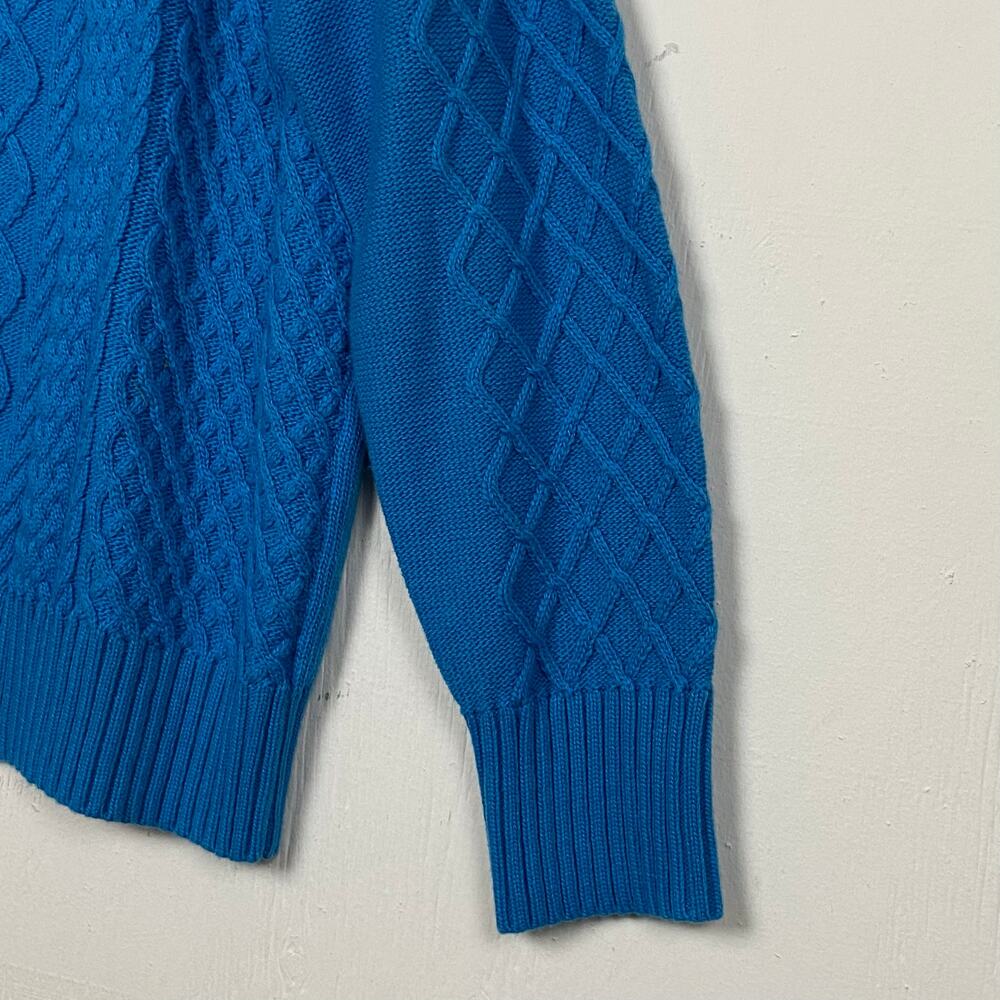 Talbots Women's Blue Mockneck Raglan Sleeve Cable Knit Sweater Size Large NWT - Picture 5 of 12